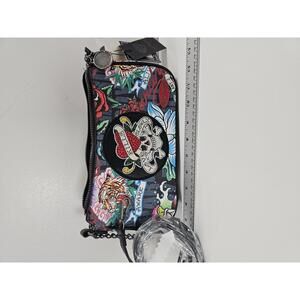 Ed Hardy Colorful Skull and Roses Crossbody Bag NWT
